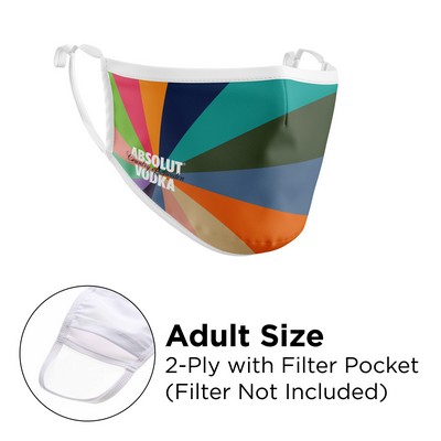 Mask - 3D 2 Ply With Pocket Full Color Polyester Adjustable Ear Adult