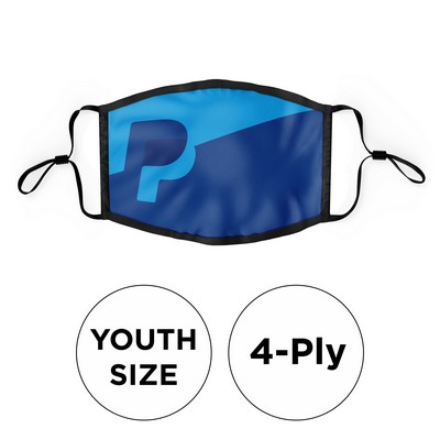 Mask - Flat 4 Ply Full Color Polyester Adjustable Ear Youth Size