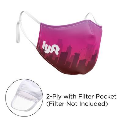 Mask - 3D (No Piping) 2 Ply With Pocket Full Color Polyester Adjustable Ear Adult