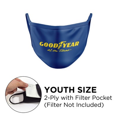 2 Ply Cotton Silkcreened Youth Face Mask with Filter Pocket