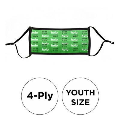 Mask - Pleated 4 Ply Full Color Polyester Adjustable Youth
