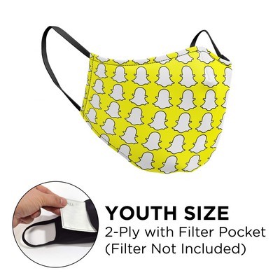 Mask - 3D (No Piping) 2 Ply With Pocket Full Color Polyester Fixed Ear Youth