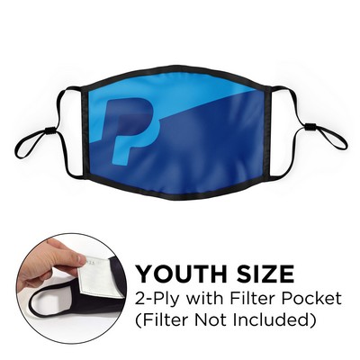 Mask - Flat 2 Ply With Pocket Full Color Polyester Adjustable Ear Youth Size