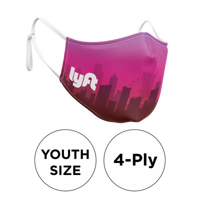 Mask - 3D (No Piping) 4 Ply Full Color Polyester Adjustable Ear Youth