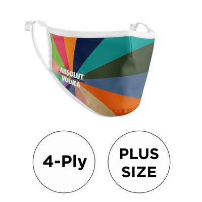 Mask - 3D 4 Ply Full Color Polyester Adjustable Ear Plus Size