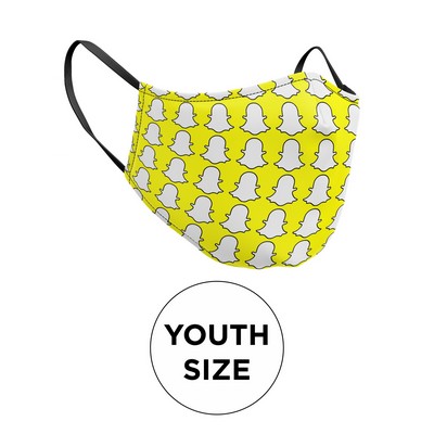 Mask - 3D (No Piping) 2 Ply Full Color Polyester Fixed Ear Youth