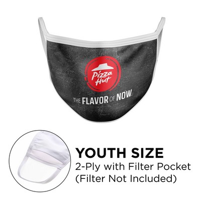 2 Ply Sublimated Polyester Youth Mask with Filter Pocket