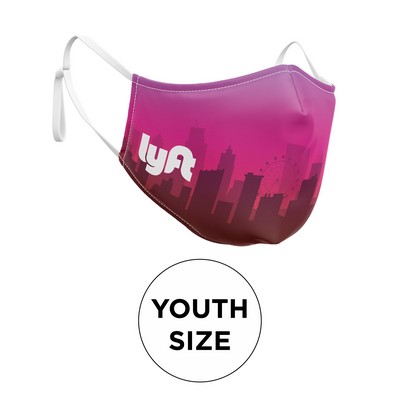 Mask - 3D (No Piping) 2 Ply Full Color Polyester Adjustable Ear Youth