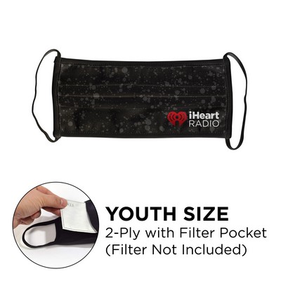 Mask - Pleated 2 Ply With Pocket Full Color Polyester Fixed Youth